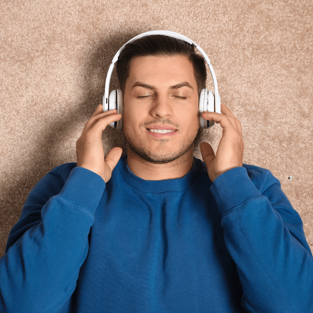 Illustration of person listening to stories